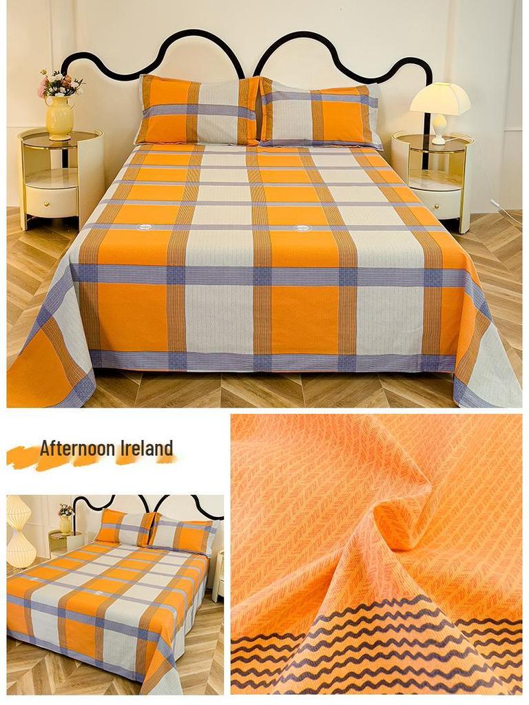 Long-Staple Cotton Brushed Bed Sheet - Solid Color, Thickened, Multiple Sizes (1.2/1.5/1.8m) for Dormitory Single Beds.