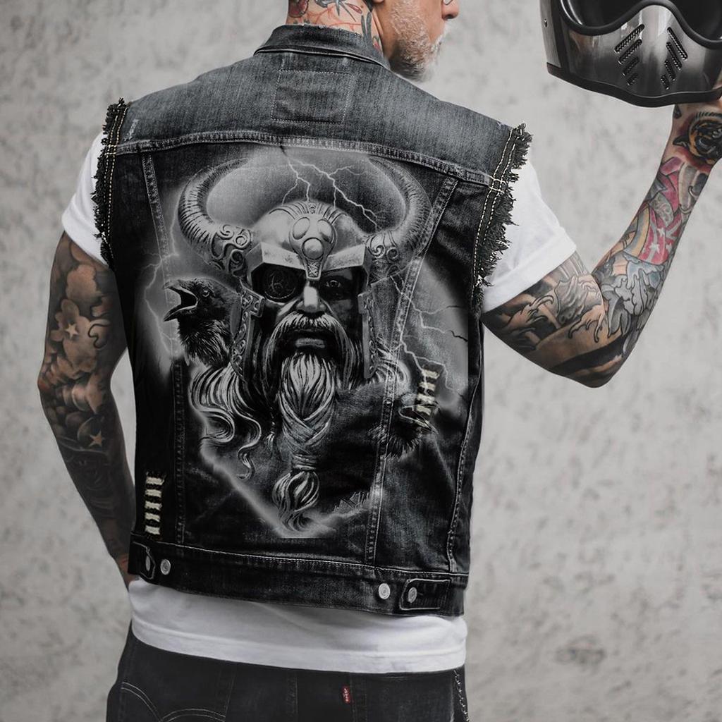 Gilet da Cowboy Egemone da Uomo Punk Sportivo Senza Maniche con Colletto a Revers da Motociclista E-commerce 2039