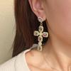 Pinkdudu Personality 3 Color Glass Cross Drop Earrings Vintage Romantic Luxury Rhinestone Earring for Women Jewelry PD1300