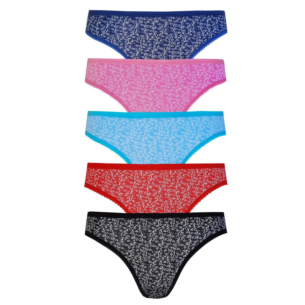 5 Pieces Women's Cotton Colored Bikini Briefs Underwear Quality Deyzi