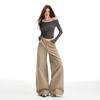 Women's High-Waisted Khaki Straight Leg Jeans - Versatile Winter Casual Pants, Loose Slimming Fit