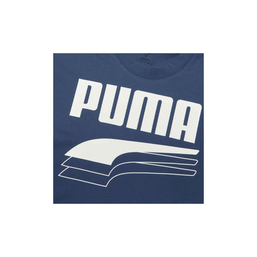 Puma Rebel Casual Sports Letter Print Crew Neck Short Sleeve T-Shirt Men Tops Deep-Denim-Blue 583867-43