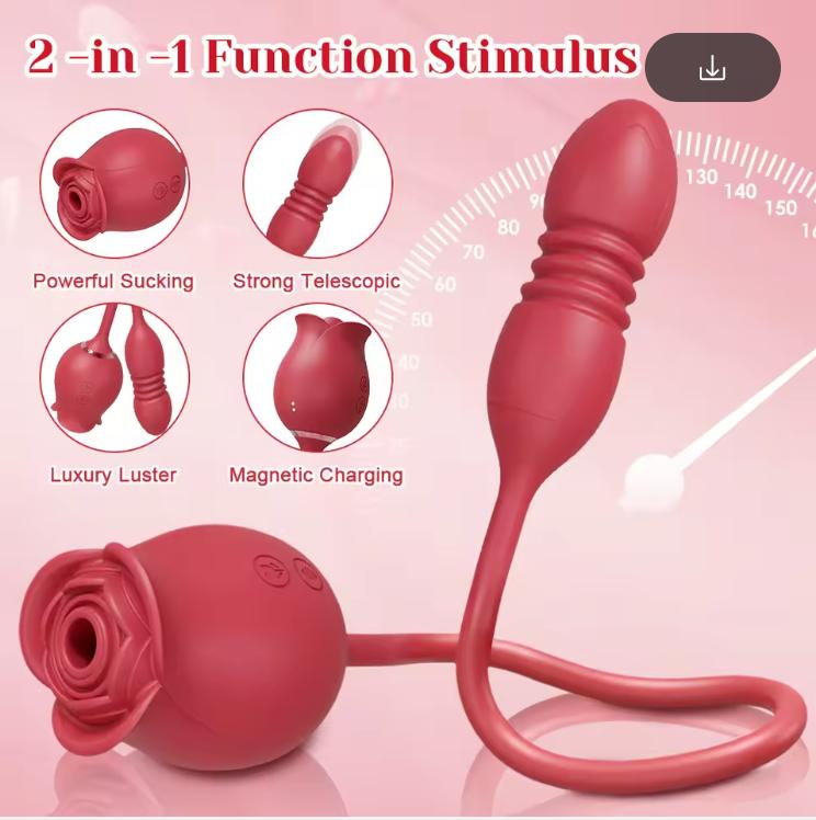 Rose Sucking Sex Toys Dildo Vibrator for Women 3in1 Thrusting G Spot Anal Vibrators Stimulator Female Vibrating Egg Adult Toys