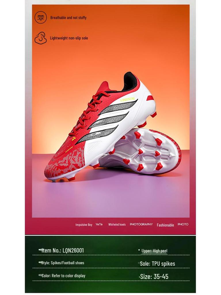 Unisex AG Long Spike Soccer Shoes - Ideal for Teens & Students In Training and Competition