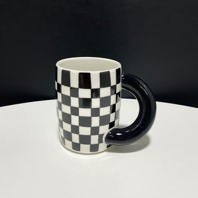 Retro Checkered Ceramic Coffee Mug