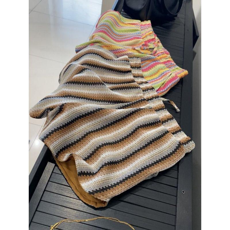 

Outlets ~ Clearance Leak-Picking Dopamine Color Series Color Elastic Waist Lace-up Color Stripe Casual Shorts Women Summer Brown Stripes M