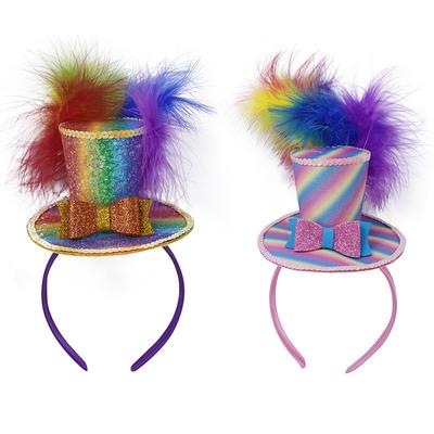 Halloween Costume Hair Accessory Sparkling Sequins Feather Bowknot Decor Head Hoop for Cosplay Party