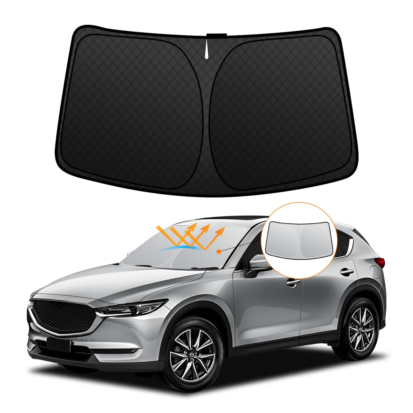 

Mazda KF Series Windshield KFEP KF5P KF2P UV No Suction Cups Light Summer UV Easy Installation and Interior Includes Storage Bag [Enhanced Edition] чёрный