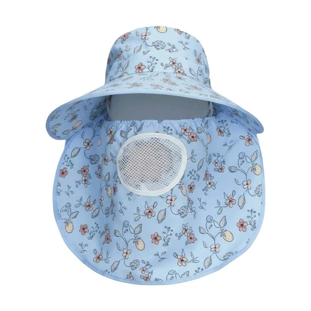 Detachable Sunshade Shawl Cap With Mask Neck Protection Hat Sun Cap Picking Tea Hat  for Gift синий