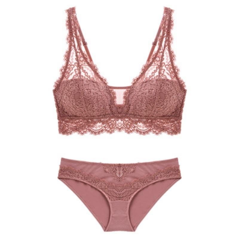 

Французский стиль Бесшовный кружевной комплект нижнего белья Брюки Женский Сексуальный Чистый Желание Пуш-ап Бюстгальтер Удобные Приятные к коже Треугольные трусики XL(85ABC) кармин
