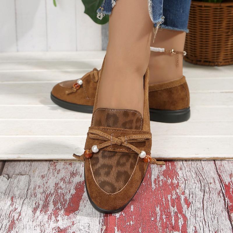 Cow Suede Round Toe Flats Spring/autumn Slip-on Women's Shoes on Sale 2025 New Solid Butterfly-knot Tassel Women's Shoes