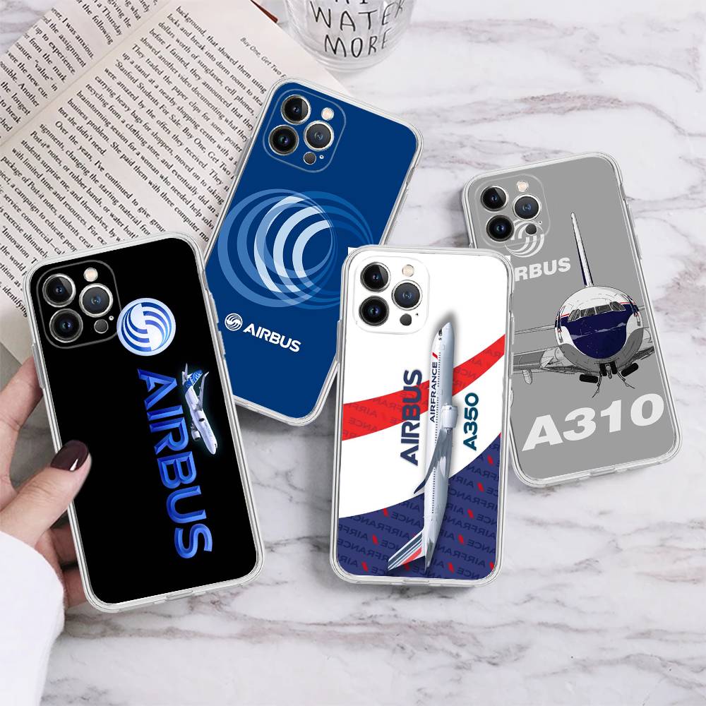 Custodia per Telefono con Logo A-Airbus per iPhone 11 13 16 12 17 14 15 Pro Max Plus Cover Posteriore Morbida Trasparente Coque