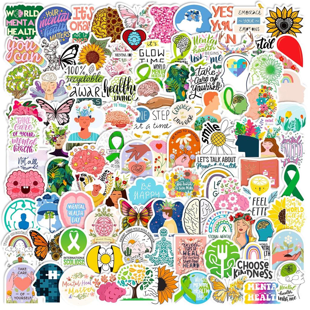 100 Small Size 4cmtemu Specializes In Mental Health Knowledge Education Stickers Mental Hea