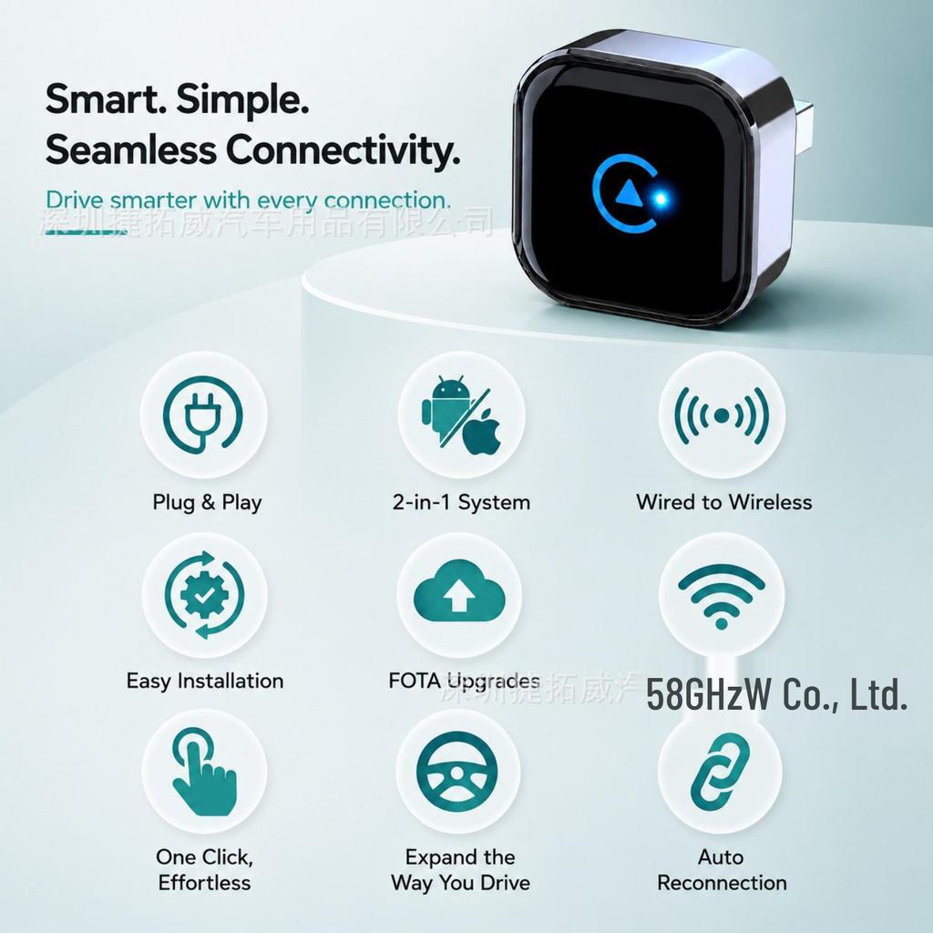 Dual-Mode Carplay & Android Auto Wireless Box Adapter
