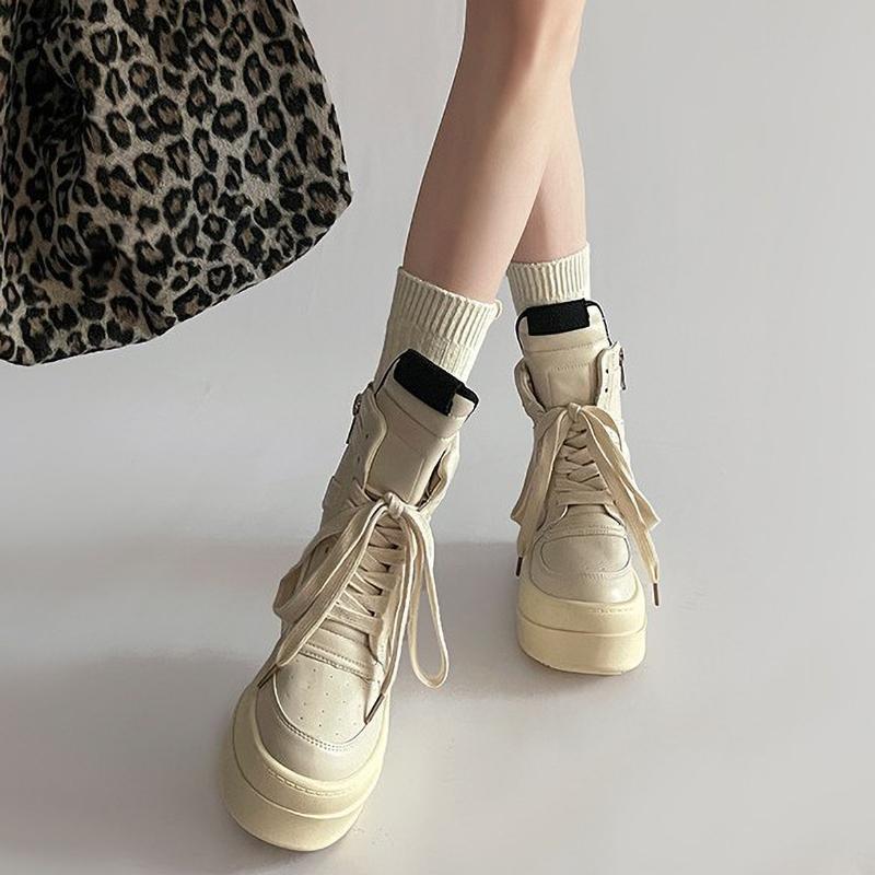 Thick Sole Ankle Boots Design High Shoes Women Autumn Winter Height Increasing Casual Sports Shoes