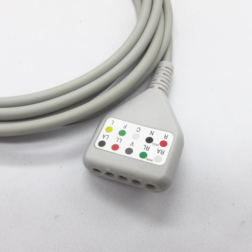 Compatible for Popular,Din style, 3/5-Channel, ECG Recorder Patient Cable, Replacement ECG Lead Wires Cable Adapter, Use for Companion ECG Lead Wires