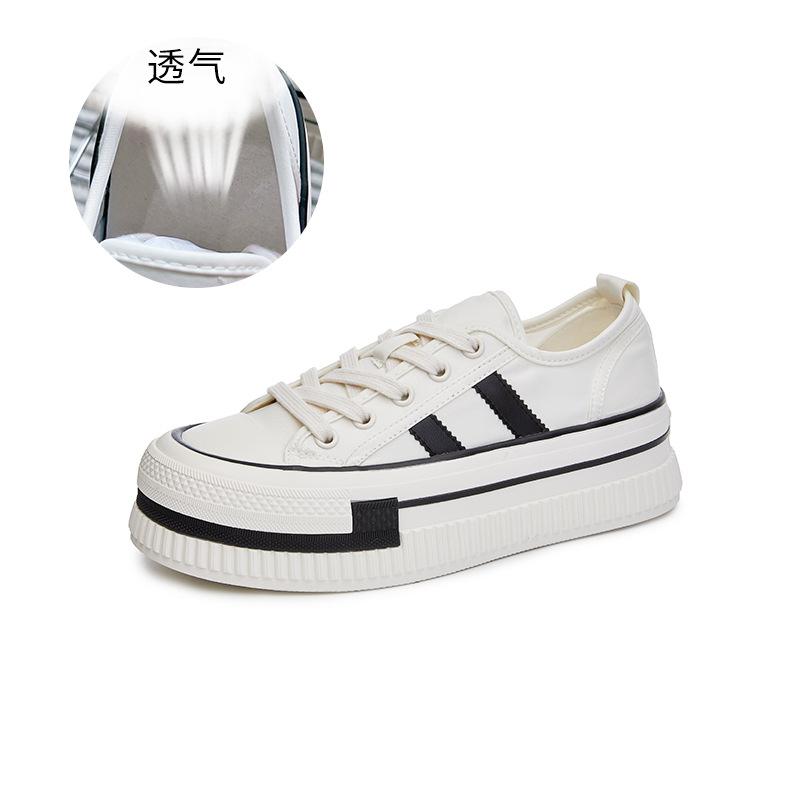 New Little White Shoes Women's 2025 Spring Platform Versatile Single Shoes Fashion Casual Shoes Muffin Biscuit Shoes Round Head Women's Shoes