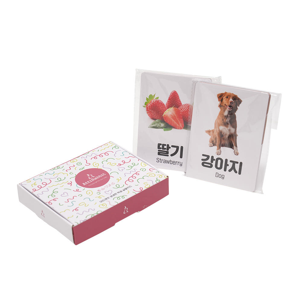 Atti Rabbit Vivid Pair Word Cards Korean and English Fruit and Animal 56 Cards
