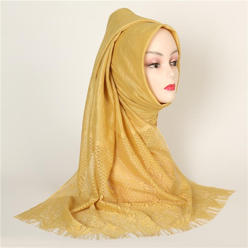 Spitzen-Patchwork Damen Malaysischer Schal Wickeltuch Muslimischer Hijab Kopftuch Sommer Islamischer Langer Schal
