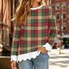 Women's Loose Fit Crewneck Sweatshirt with Scalloped Hem, Christmas Print Long Sleeve Pullover Top