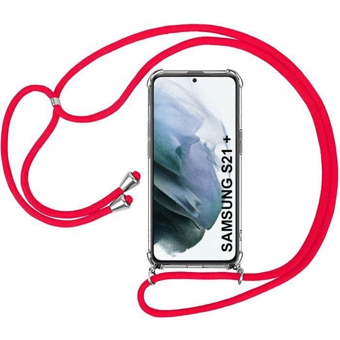Coque de Protection pour Samsung Galaxy S21 Plus - PROSHOP - Souple - Fine AntiChoc - Transparent-rouge