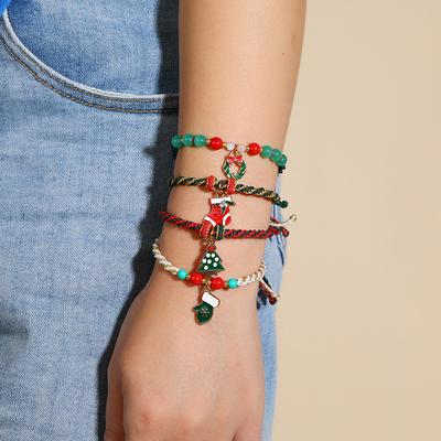 Weihnachten handgewebtes Armband Damen vielseitig Weihnachtsbaum alter Mann Handseil Paar Freundin Schmuck