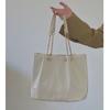 Large Capacity Women's One Shoulder Bags Chain PU Leather Vintage Casual Ladies European Style Black/White Solid Spring Handbags