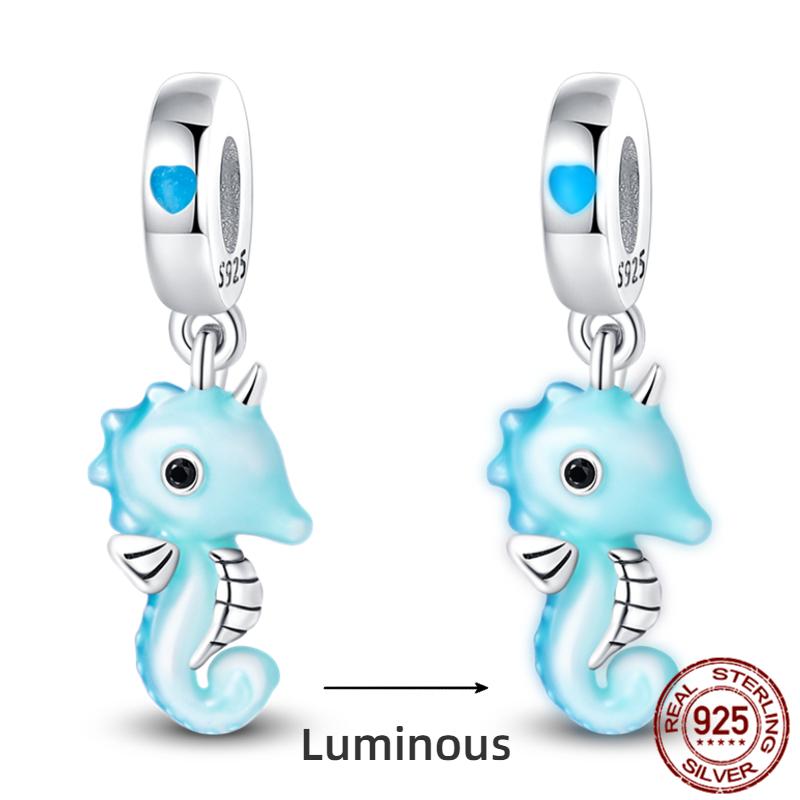 

Copper Ocean Series Octopus Turtle Luminous Charms Fit 4Mm Hole Diameter Bracelet Charm Beads Necklace Diy Female Jewelry