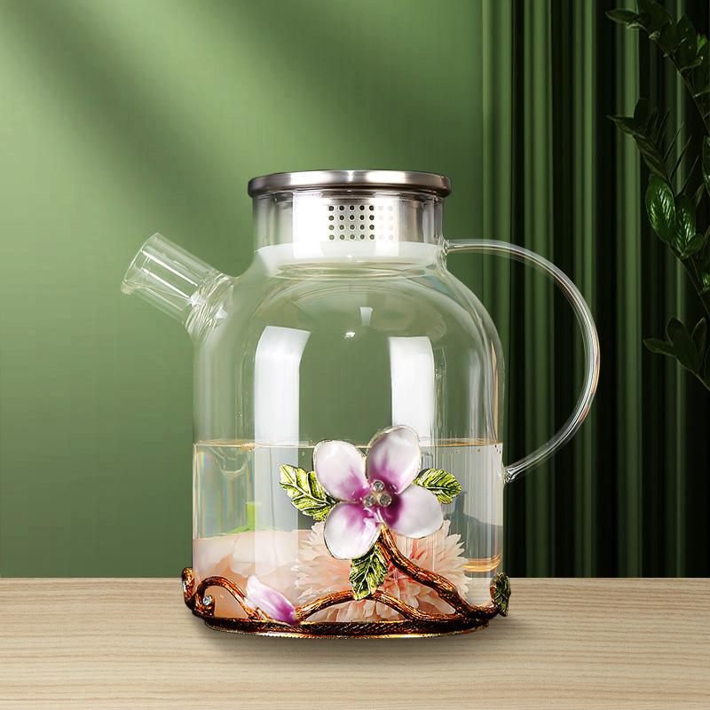 Household Large-Capacity Cold Kettle, Teapot, High-Value Drinking Cup, Exquisite Coffee Cup, Water Cup, Enamel Color Cherry Blossom Cup