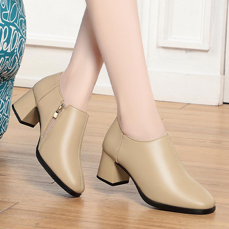 

Модная повседневная обувь на весну и осень, одинарная обувь, глубокий каблук, женская обувь, женская кожаная обувь, квадратный носок 41