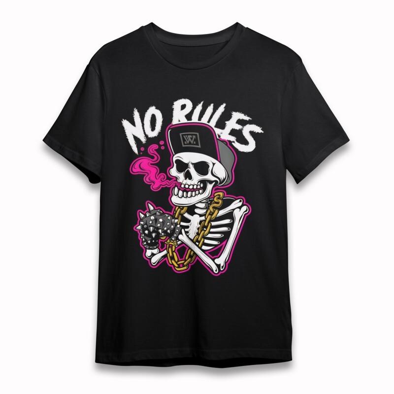 

Women s Plus Size T-shirt With NO RULES Graphic Unisex Black 100% Cotton Tee L