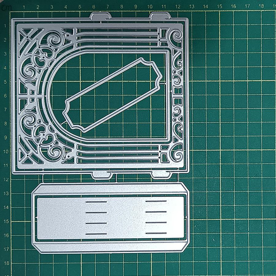2024 3D Christmas Scene Frame Cutting Dies, 2-Piece Metal Set for DIY Scrapbooking