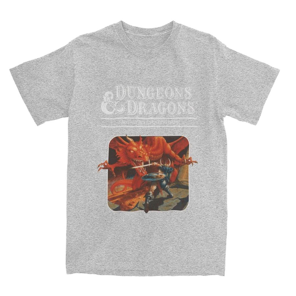 Men's Dungeon Dragon T-Shirts Base Set Artwork Pure Cotton Top Tees Summer Funny Short Sleeve O-Neck Hippie Print Large Size