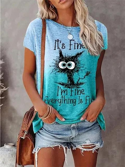 3D Print T-shirts Women Streetwear Summer Cartoon Cats Fine  Casual Fashion Short Sleeve T Shirt O-neck Tees Tops Clothing