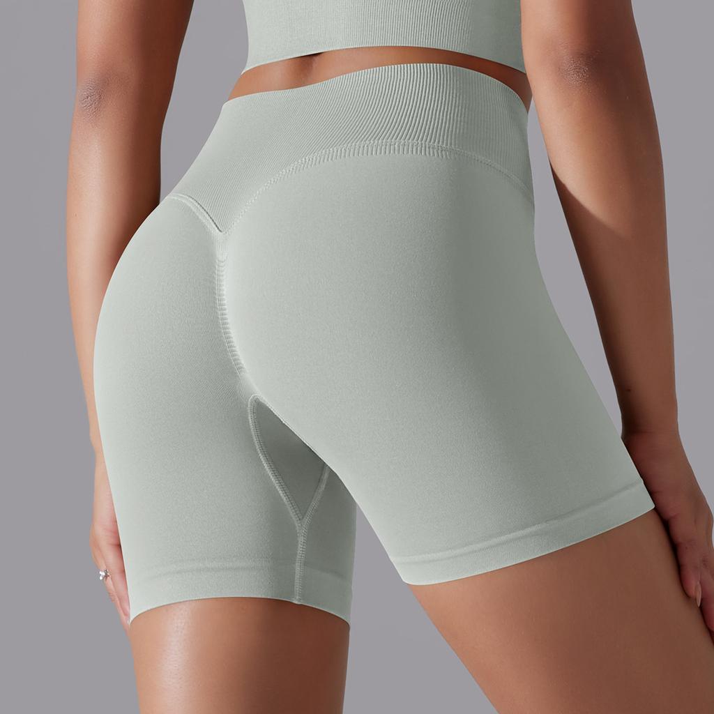 Seamless Solid-color High-waisted Hip-lifting Tight High-elastic Yoga Shorts For Sports, Running, And Fitness, Women's Three-quarter Length Pants