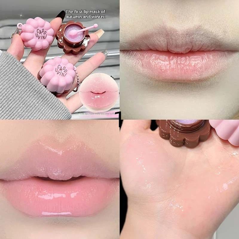Cappuvini Fruit Flavor Lip Mask Fade Lip Lines Remove Dead Skin Moisturizing Brighten Lip Color Repair Damaged Jelly Lip Mask