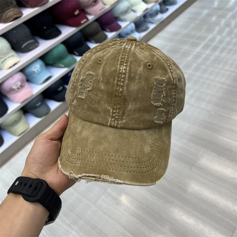 New Worn Hole Washed Deep Hat Versatile Old Casual Dome Women's Soft Top Baseball Cap