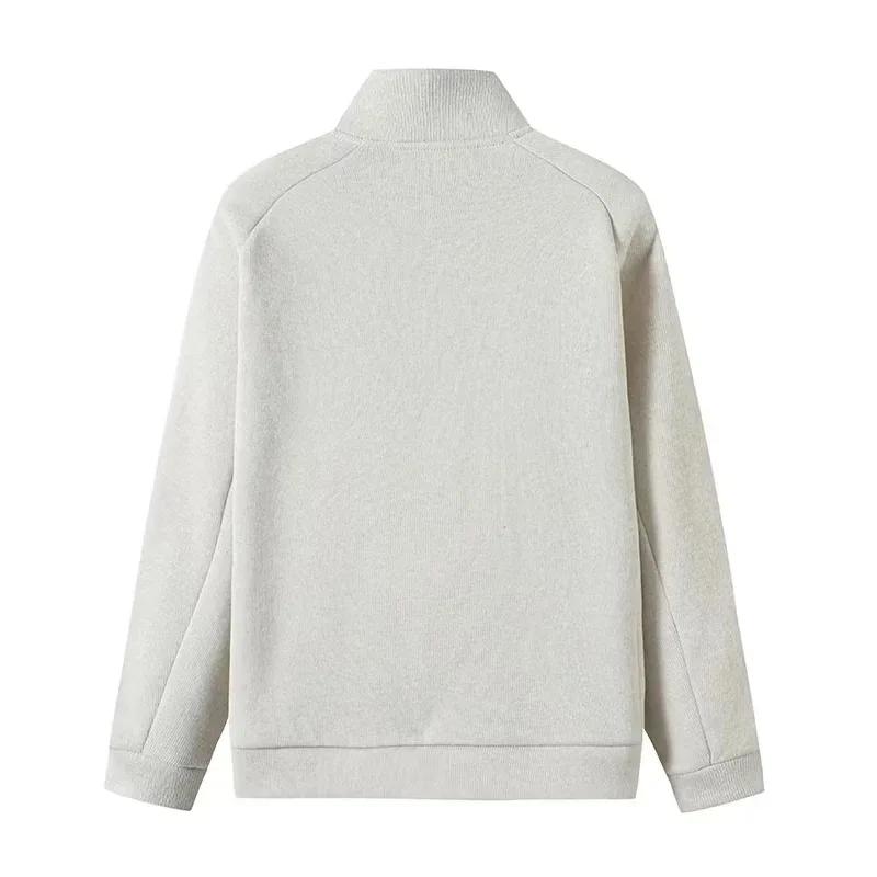 Locker geschnittene Strickjacke aus Lammvelours mit Stehkragen Sportbekleidung für Herren Outdoor Warm Herbst Winter Oberbekleidung