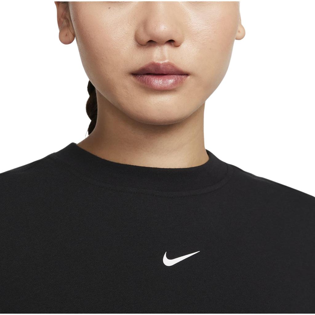 Nike Solid Color Logo Print Crew Neck Sweatshirt Women Tops Black FB5126-010