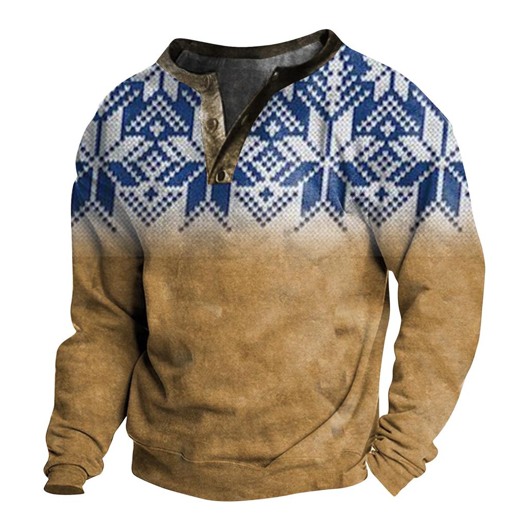 Men's Printing  Plush Warm Coat Fleece Sweater Casual Coat Pocket Sweater Autumn Winter