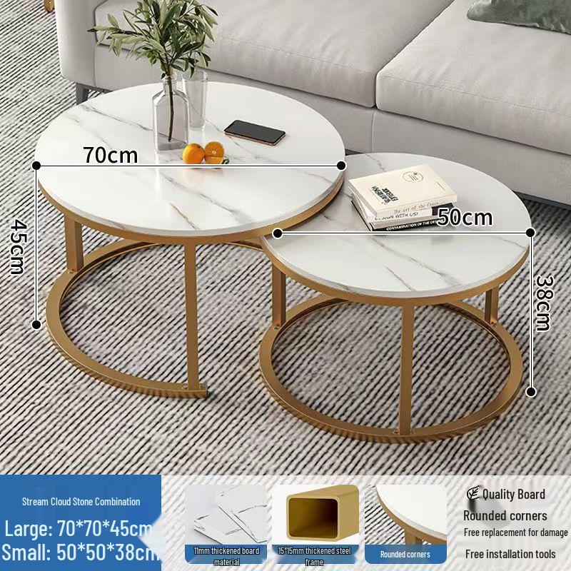 Simple Modern Light Luxury Coffee Table - Small Round Side Table for Living Room or Bedroom
