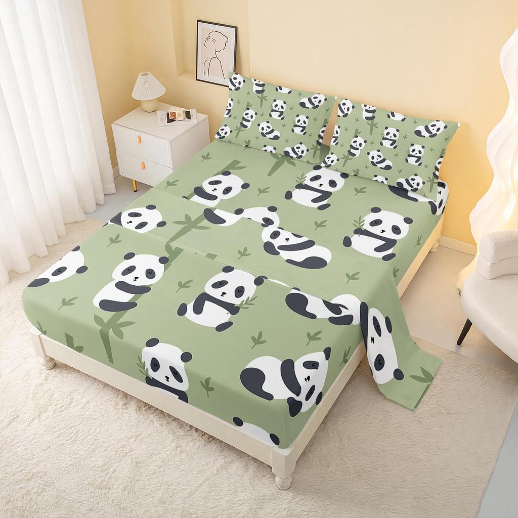 Cute Cartoon Bear Pattern Bed Hat Four-Piece Bedding Set Bedroom Dormitory Bedding Decoration