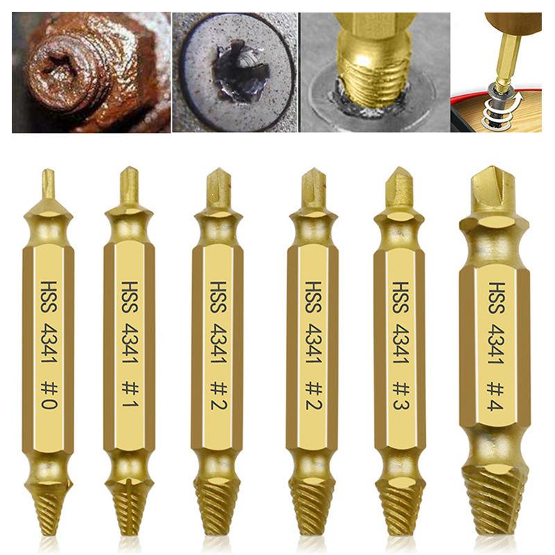 Gold HSS Screw and Nail Extractor Set with Plastic Box - 6-Pack