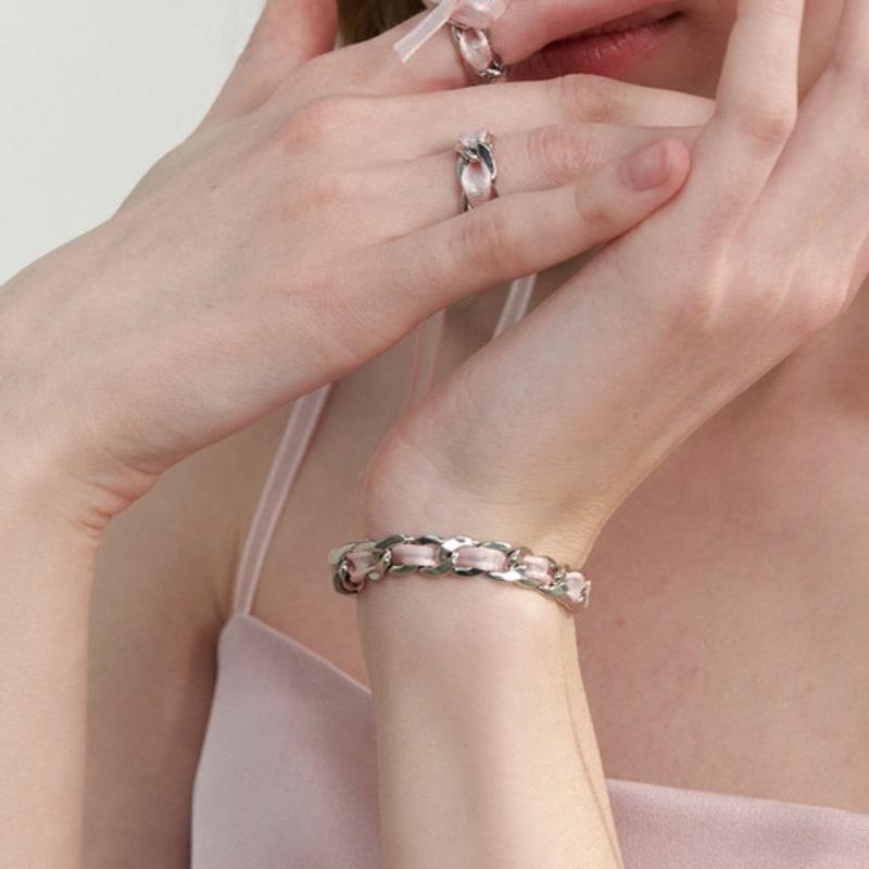 LOVE ME MONSTER Sheer Ribbon Chain Bracelet (L241MBC040)