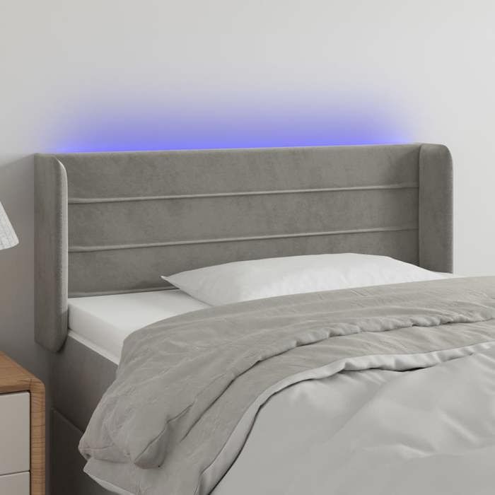 VidaXL Tête de Lit à LED Meuble de Chambre à Coucher Accessoire de Lit Simple Tête de Cadre de Lit Intérieur Gris Clair 3123412