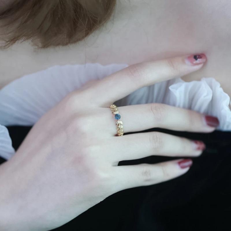 2019 Christmas London Blue Topaz Leaf Ring 925 Silver Fashion Jewelry
