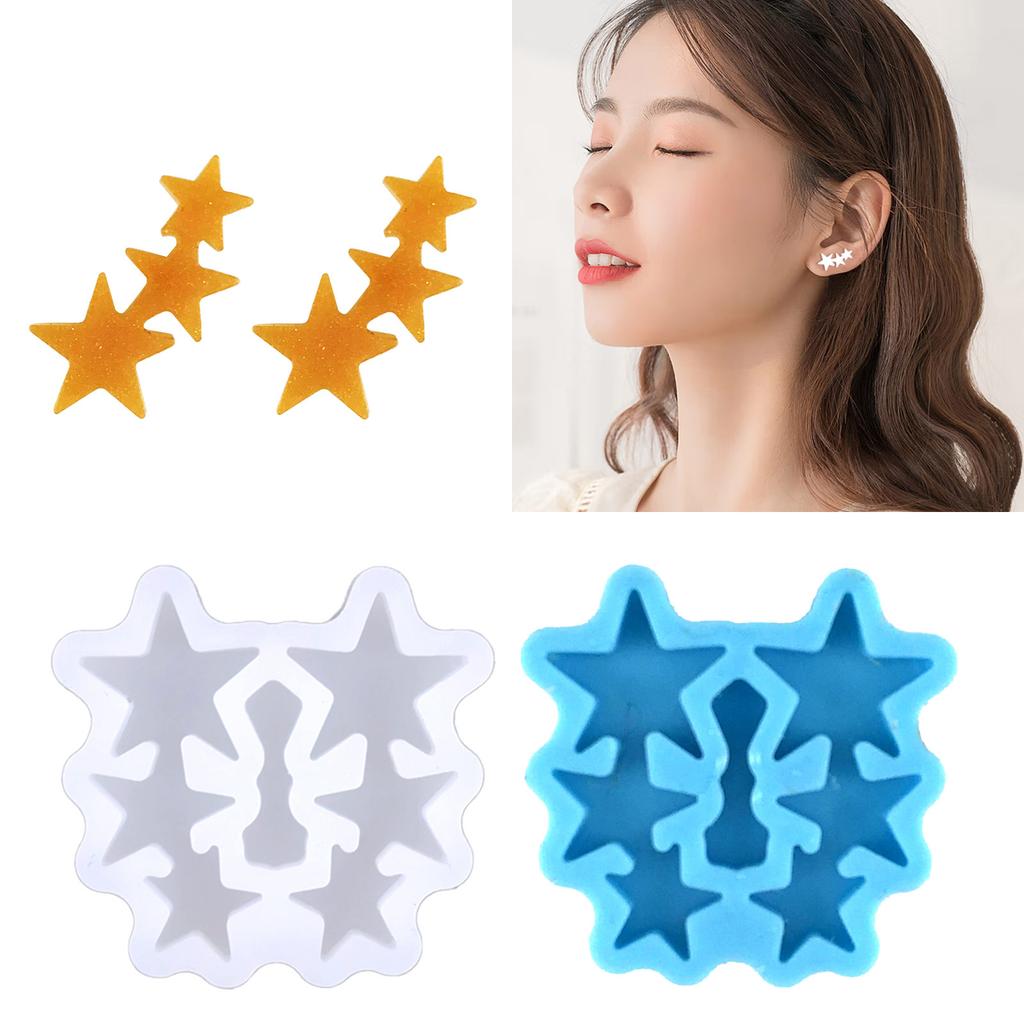 Pentagram Combination Stud Earrings Mold Epoxy Ornament Mold Resin Casting Pendant Mold Suitable for Home Decor