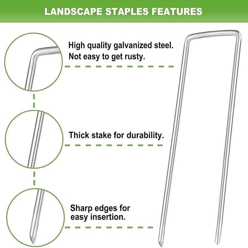 101Pcs Garden Stakes Set 50 U-Shaped Staples Pegs 50 Fixing Gaskets 1 Pick Hook
