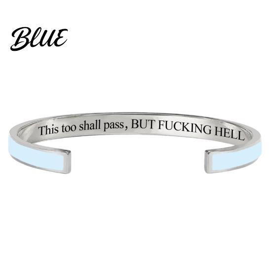 Adjustable Open Cuff This Too Shall Pass Mantra Bracelet Engraved Motivational Inspirational Bracelet Bangle Hidden Information Encouragement Jewelry