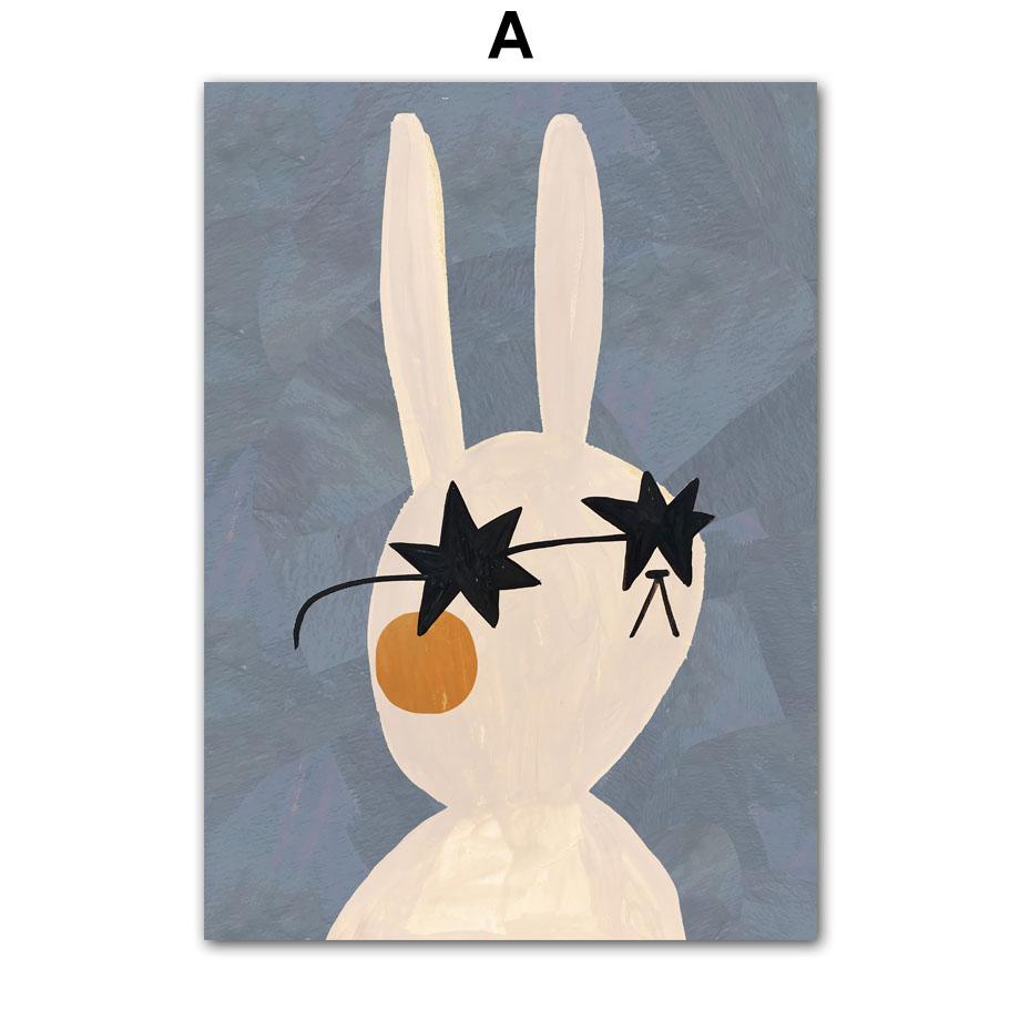 

Милый кролик, кошка, крокодил, гусь, груша, детская настенная живопись на холсте, постеры в стиле бохо и принты, настенные панно, декор для детской комнаты A4 21X30cm No Framed